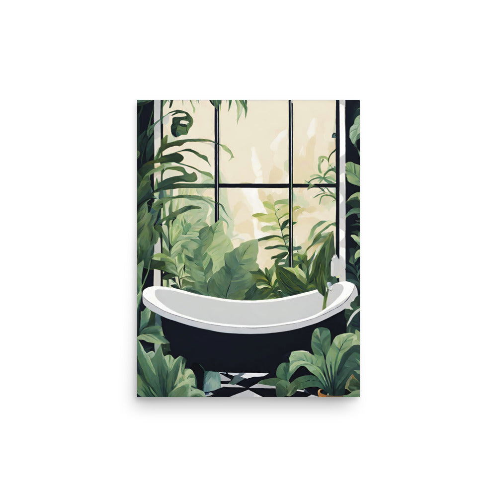 Tropical Bathroom Wall Art Print | Bathtub Botanical Wall Art Print