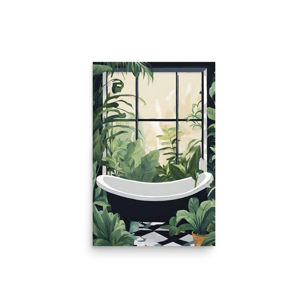 Tropical Bathroom Wall Art Print | Bathtub Botanical Wall Art Print
